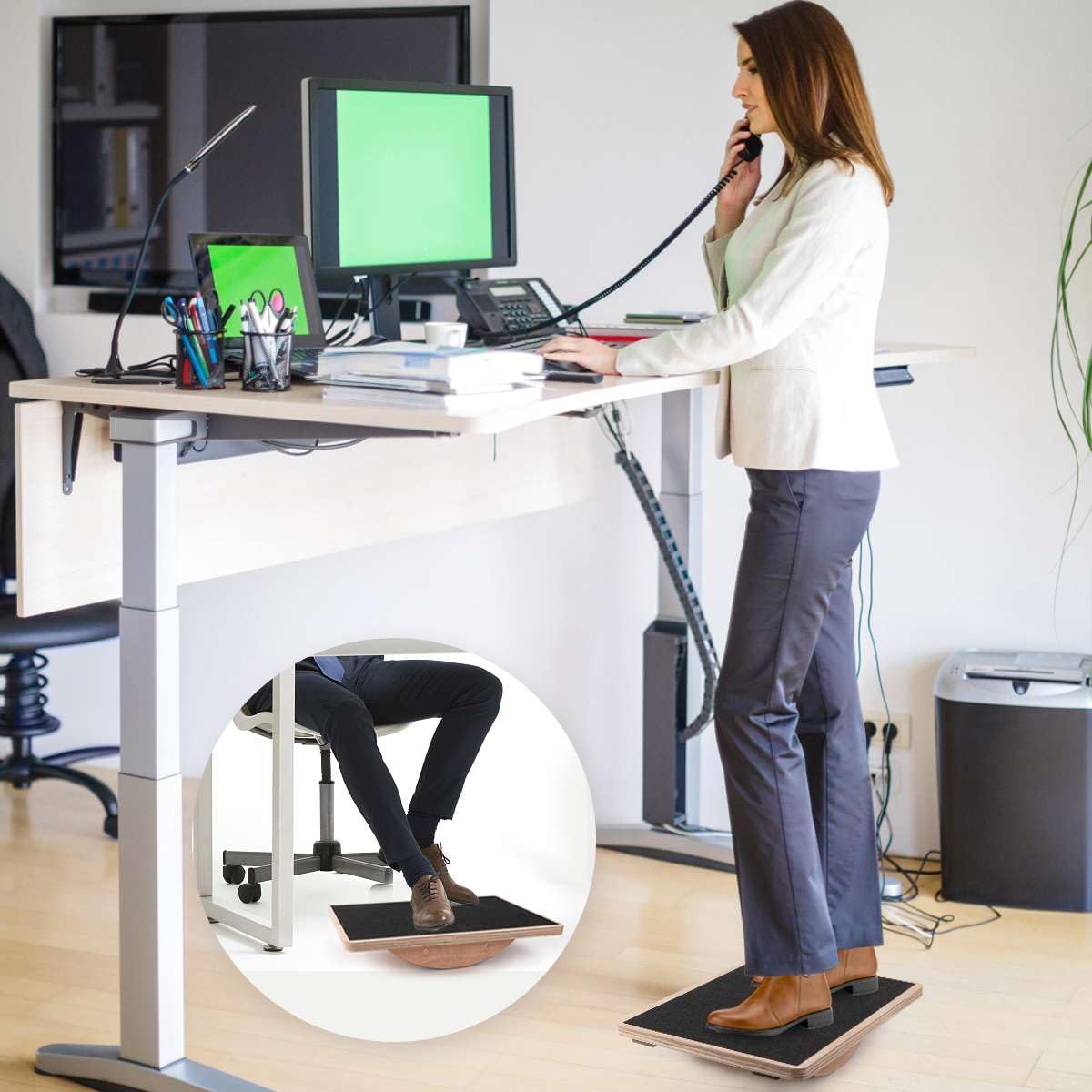 Wooden Wobble Board for Adults - Anti-Slip Balance Board for Stand-Desk Core Strength Therapy