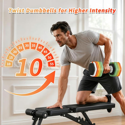 25/55 lbs Pair Adjustable Dumbbells Set, Adjustable Weights Dumbbells Set for Men and Women with Anti-Slip Fast Adjust Weight by Turning Handle Dumbbell with Tray