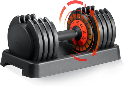 25/55 lbs Pair Adjustable Dumbbells Set, Adjustable Weights Dumbbells Set for Men and Women with Anti-Slip Fast Adjust Weight by Turning Handle Dumbbell with Tray