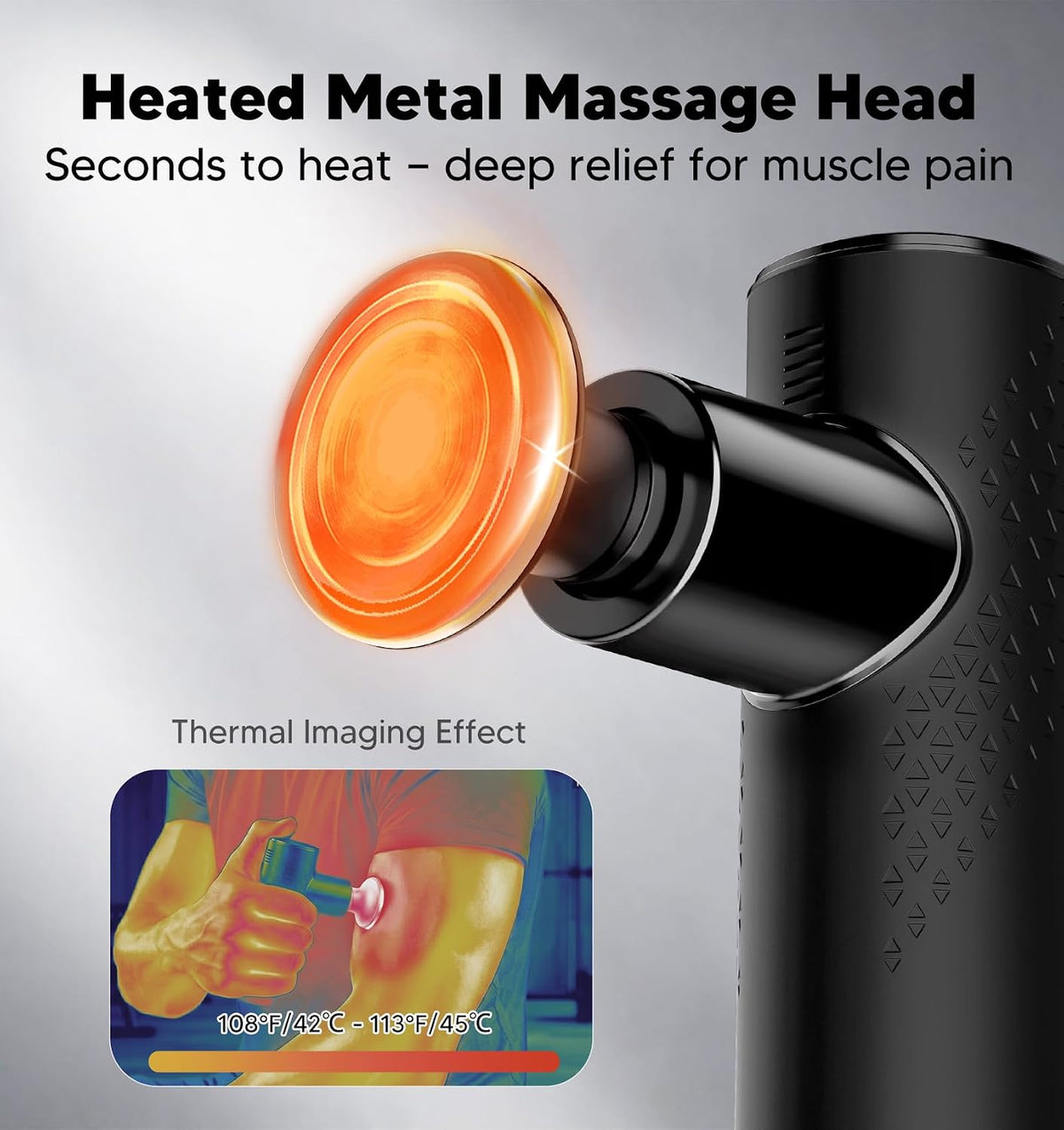 Mini Massage Gun with Heat - Pocket-Sized Deep Tissue Massager, Powerful Percussion Massager Gun for Neck Back Shoulder Legs, 4 Massage Heads, Portable Gift for Men Women, Black