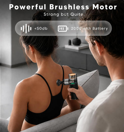 Mini Massage Gun with Heat - Pocket-Sized Deep Tissue Massager, Powerful Percussion Massager Gun for Neck Back Shoulder Legs, 4 Massage Heads, Portable Gift for Men Women, Black