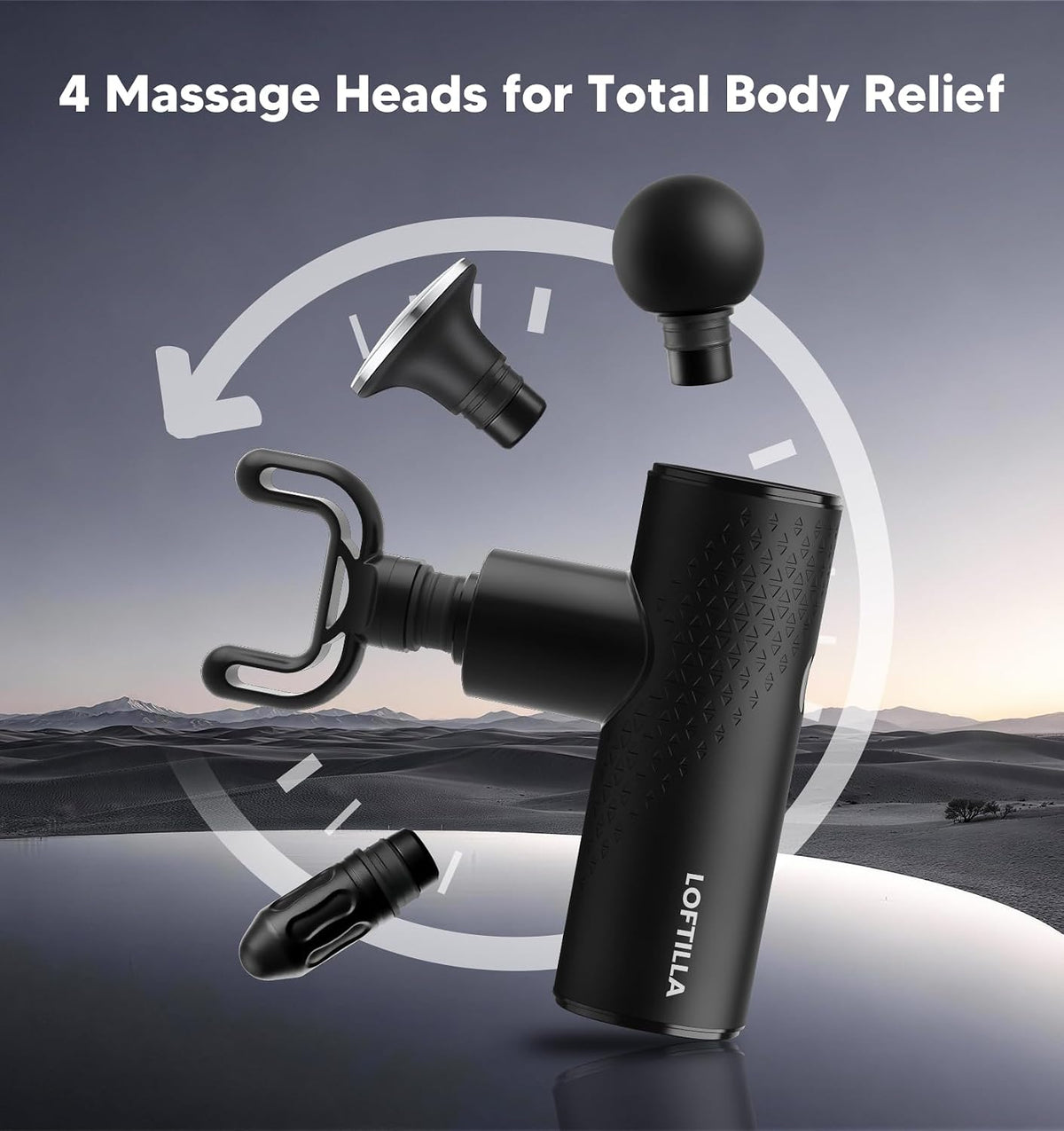 Mini Massage Gun with Heat - Pocket-Sized Deep Tissue Massager, Powerful Percussion Massager Gun for Neck Back Shoulder Legs, 4 Massage Heads, Portable Gift for Men Women, Black
