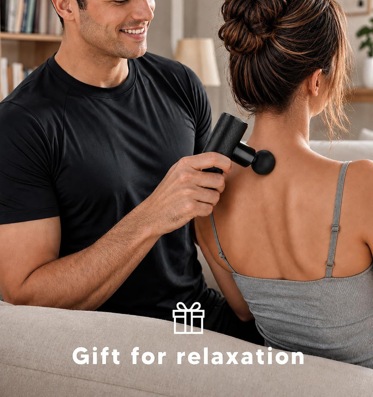 Mini Massage Gun with Heat - Pocket-Sized Deep Tissue Massager, Powerful Percussion Massager Gun for Neck Back Shoulder Legs, 4 Massage Heads, Portable Gift for Men Women, Black
