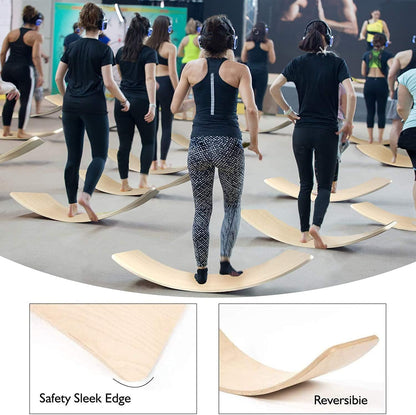 Wobble Board, Wooden Balance Board Kids for Toddlers & Adults, Curvy Rocker Board for Yoga and Exercise Indoor & Outdoor, Open Ended Learning Toy Gift