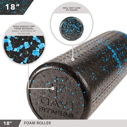 High Density Muscle Foam Rollers - Sports Massage Rollers for Stretching, Physical Therapy, Deep Tissue, Myofascial Release - Ideal for Exercise and Pain Relief - Speckled Blue, 12”