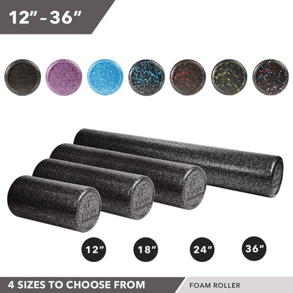 High Density Muscle Foam Rollers - Sports Massage Rollers for Stretching, Physical Therapy, Deep Tissue, Myofascial Release - Ideal for Exercise and Pain Relief - Speckled Blue, 12”