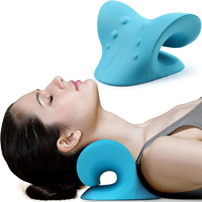 Neck and Shoulder Relaxer, Cervical Traction Device for TMJ Pain Relief and Cervical Spine Alignment, Chiropractic Pillow, Neck Stretcher (Black)
