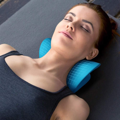 Neck and Shoulder Relaxer, Cervical Traction Device for TMJ Pain Relief and Cervical Spine Alignment, Chiropractic Pillow, Neck Stretcher (Black)