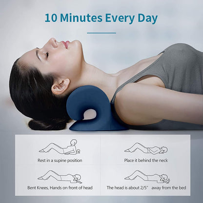 Neck and Shoulder Relaxer, Cervical Traction Device for TMJ Pain Relief and Cervical Spine Alignment, Chiropractic Pillow, Neck Stretcher (Black)
