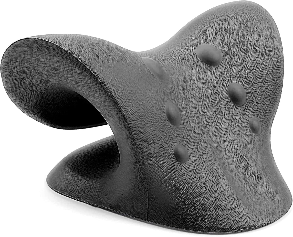 Neck and Shoulder Relaxer, Cervical Traction Device for TMJ Pain Relief and Cervical Spine Alignment, Chiropractic Pillow, Neck Stretcher (Black)