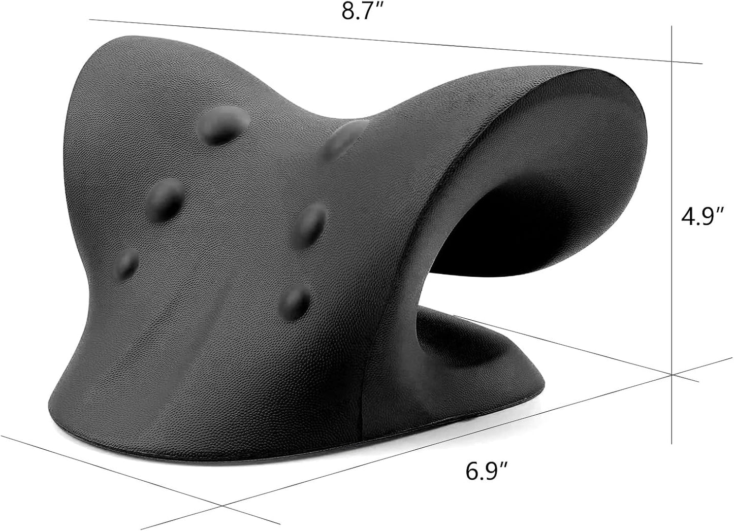 Neck and Shoulder Relaxer, Cervical Traction Device for TMJ Pain Relief and Cervical Spine Alignment, Chiropractic Pillow, Neck Stretcher (Black)