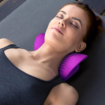 Neck and Shoulder Relaxer, Cervical Traction Device for TMJ Pain Relief and Cervical Spine Alignment, Chiropractic Pillow, Neck Stretcher (Black)