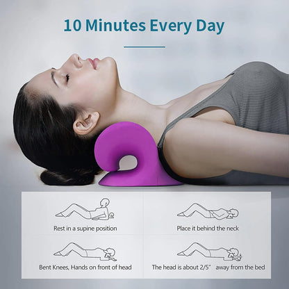 Neck and Shoulder Relaxer, Cervical Traction Device for TMJ Pain Relief and Cervical Spine Alignment, Chiropractic Pillow, Neck Stretcher (Black)