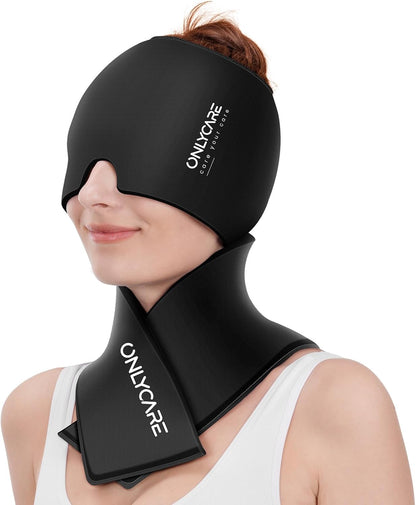 ONLYCARE Migraine Relief Cap, Headache Relief & Neck Ice Pack Wrap Gel Set