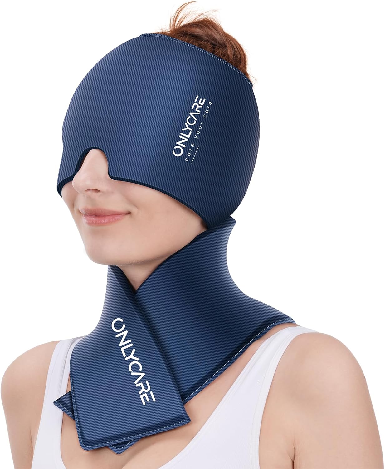 ONLYCARE Migraine Relief Cap, Headache Relief & Neck Ice Pack Wrap Gel Set