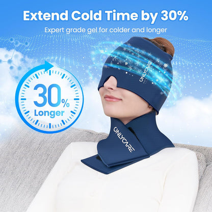 ONLYCARE Migraine Relief Cap, Headache Relief & Neck Ice Pack Wrap Gel Set