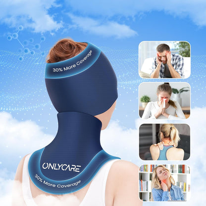 ONLYCARE Migraine Relief Cap, Headache Relief & Neck Ice Pack Wrap Gel Set
