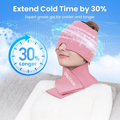 ONLYCARE Migraine Relief Cap, Headache Relief & Neck Ice Pack Wrap Gel Set