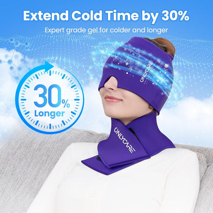 ONLYCARE Migraine Relief Cap, Headache Relief & Neck Ice Pack Wrap Gel Set