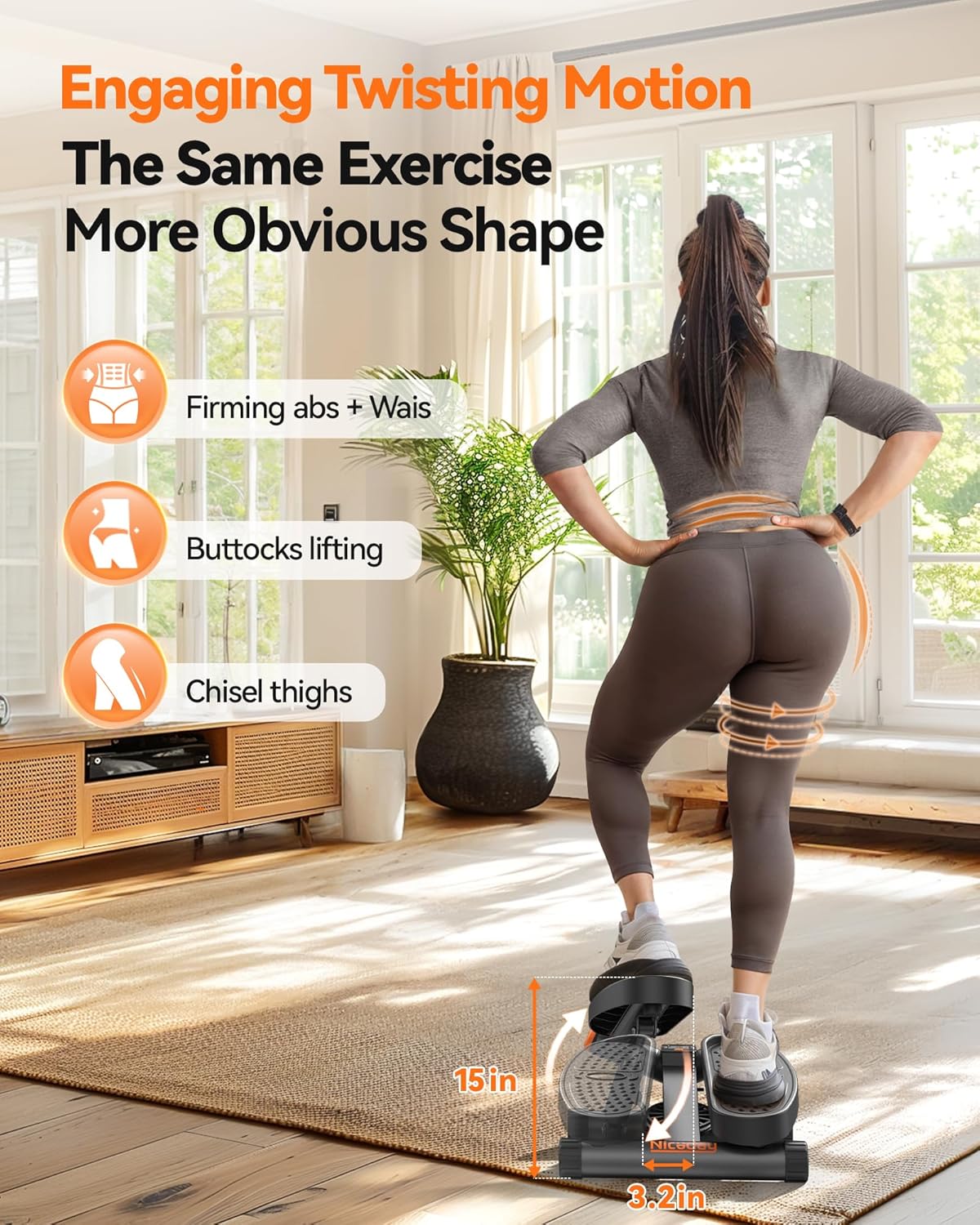 Steppers for Exercise, Stair Stepper with Resistance Bands, Mini Stepper with 300LBS Loading Capacity, Hydraulic Fitness Stepper with LCD Monitor