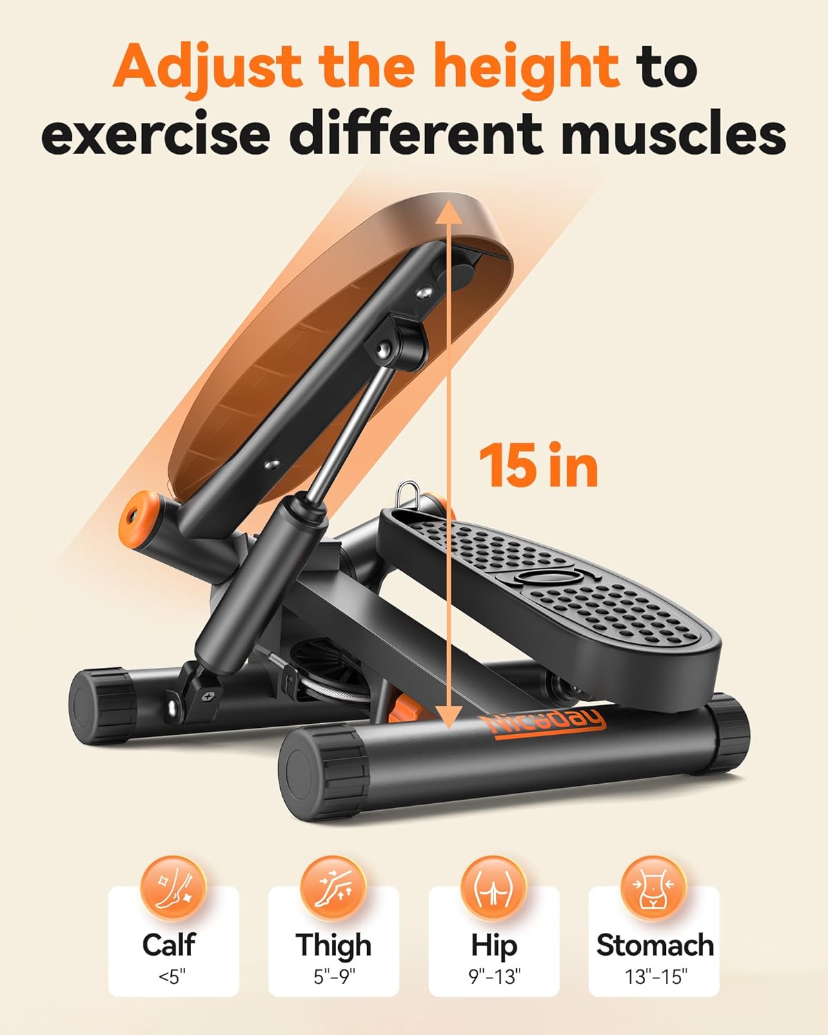 Steppers for Exercise, Stair Stepper with Resistance Bands, Mini Stepper with 300LBS Loading Capacity, Hydraulic Fitness Stepper with LCD Monitor