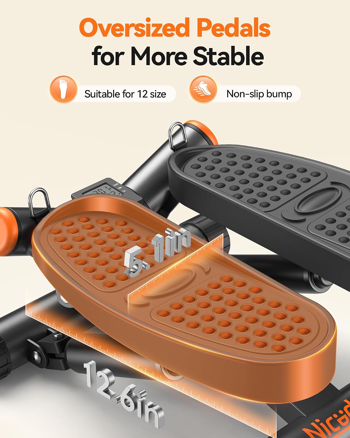 Steppers for Exercise, Stair Stepper with Resistance Bands, Mini Stepper with 300LBS Loading Capacity, Hydraulic Fitness Stepper with LCD Monitor