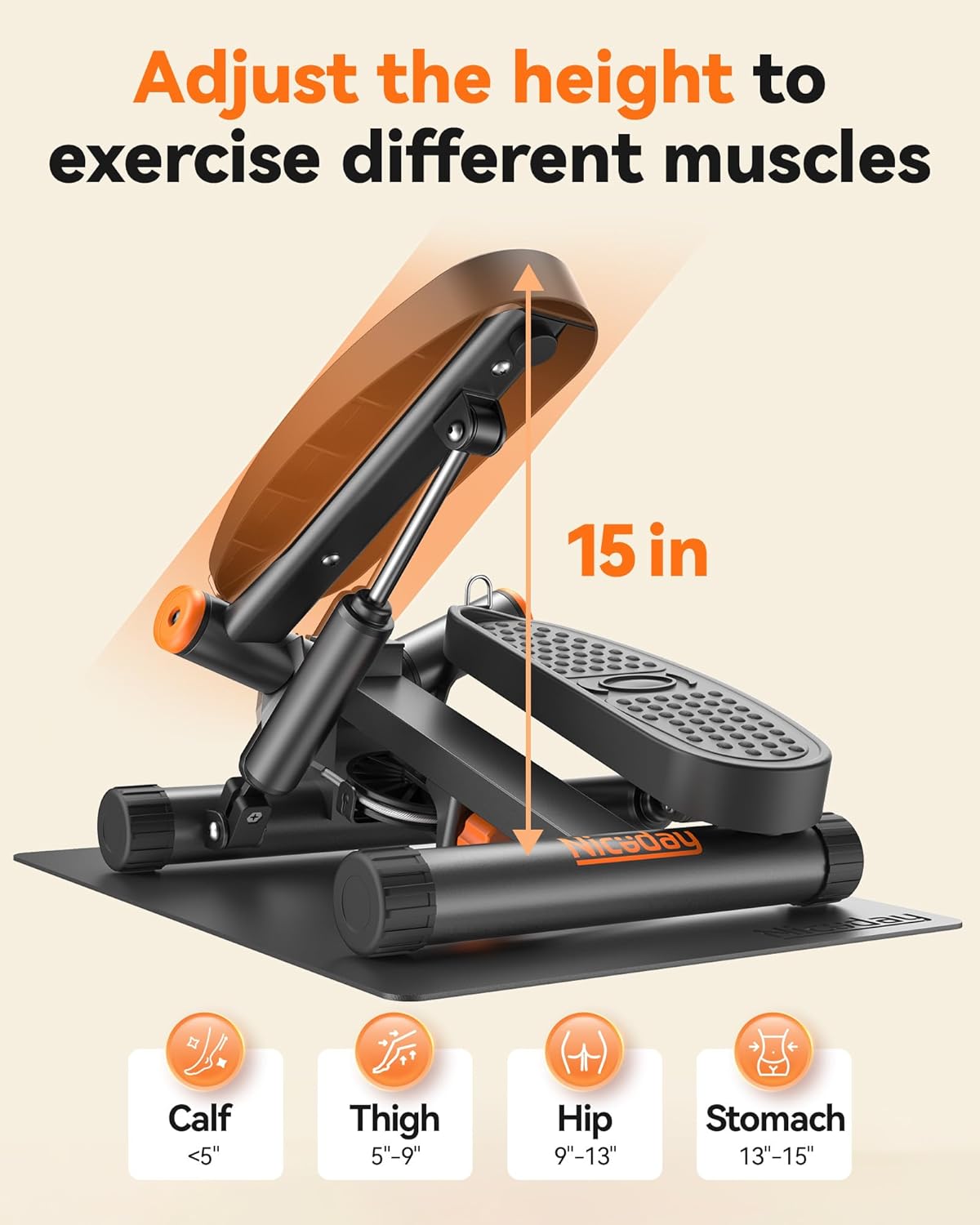 Steppers for Exercise, Stair Stepper with Resistance Bands, Mini Stepper with 300LBS Loading Capacity, Hydraulic Fitness Stepper with LCD Monitor