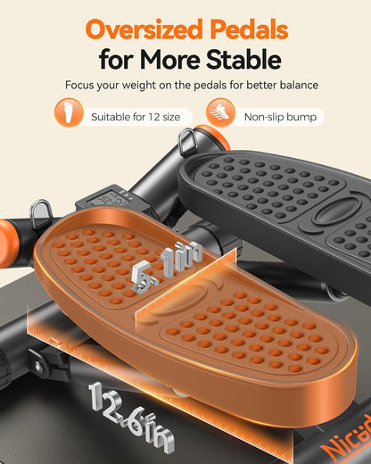 Steppers for Exercise, Stair Stepper with Resistance Bands, Mini Stepper with 300LBS Loading Capacity, Hydraulic Fitness Stepper with LCD Monitor