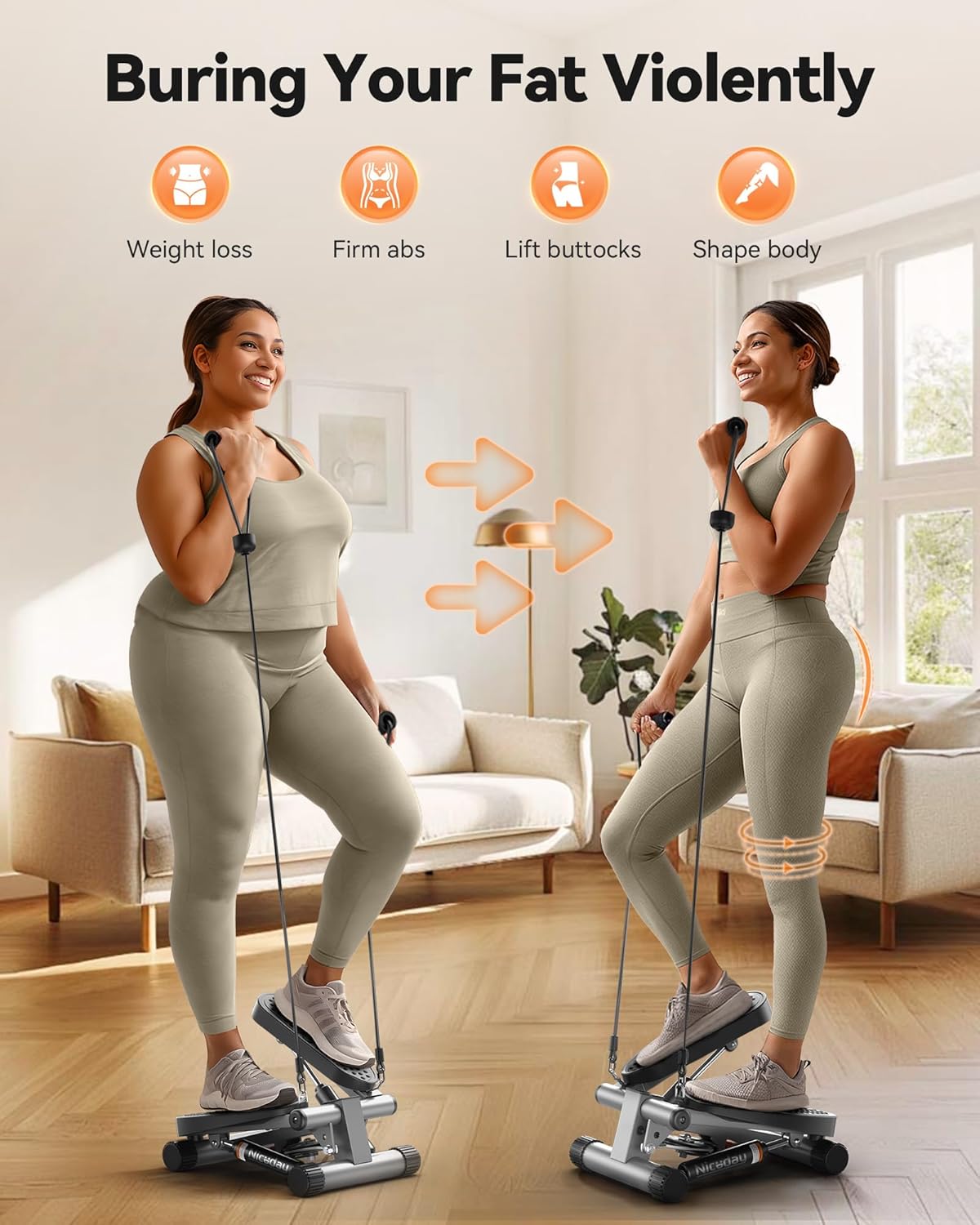 Steppers for Exercise, Stair Stepper with Resistance Bands, Mini Stepper with 300LBS Loading Capacity, Hydraulic Fitness Stepper with LCD Monitor