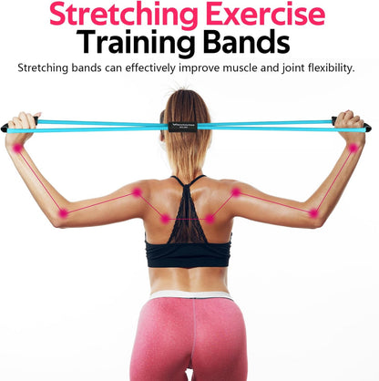 RENRANRING Figure 8 Fitness Resistance Bands with Handles - Exercise Tube Band Set of 3 for Arm and Shoulder Stretch, Rope 8 Word Elastic for Women and Men
