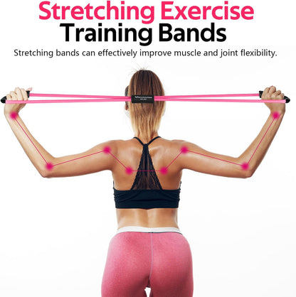 RENRANRING Figure 8 Fitness Resistance Bands with Handles - Exercise Tube Band Set of 3 for Arm and Shoulder Stretch, Rope 8 Word Elastic for Women and Men