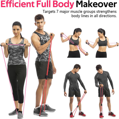RENRANRING Figure 8 Fitness Resistance Bands with Handles - Exercise Tube Band Set of 3 for Arm and Shoulder Stretch, Rope 8 Word Elastic for Women and Men