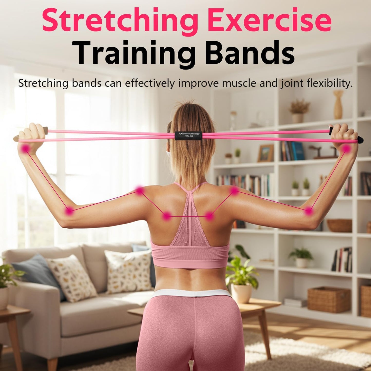 RENRANRING Figure 8 Fitness Resistance Bands with Handles - Exercise Tube Band Set of 3 for Arm and Shoulder Stretch, Rope 8 Word Elastic for Women and Men