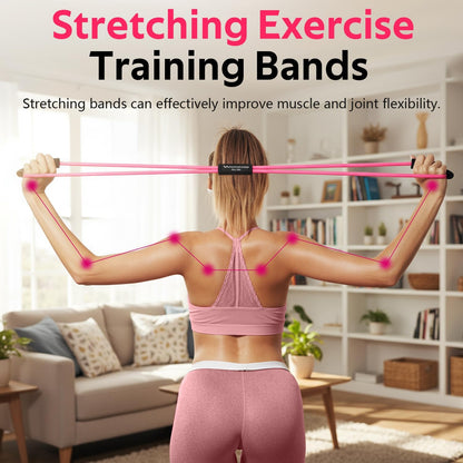 RENRANRING Figure 8 Fitness Resistance Bands with Handles - Exercise Tube Band Set of 3 for Arm and Shoulder Stretch, Rope 8 Word Elastic for Women and Men