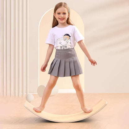 Wooden Balance Board Kids, [Natural Wood] Wobble Board for Toddlers Kids Children, 35" Rocker Board for Open Ended Montessori Learning Toy, Birthday Gifts for 3 4 5 6 7 8 Year Old Boys Girls (burlywood-L)