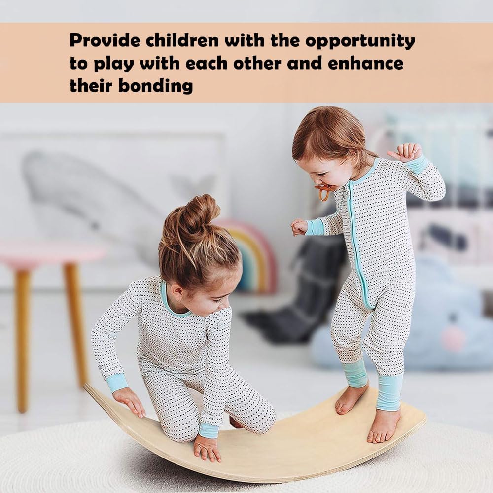Wooden Balance Board Kids, [Natural Wood] Wobble Board for Toddlers Kids Children, 35" Rocker Board for Open Ended Montessori Learning Toy, Birthday Gifts for 3 4 5 6 7 8 Year Old Boys Girls (burlywood-L)
