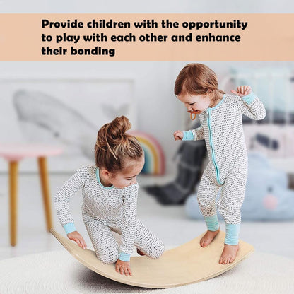 Wooden Balance Board Kids, [Natural Wood] Wobble Board for Toddlers Kids Children, 35" Rocker Board for Open Ended Montessori Learning Toy, Birthday Gifts for 3 4 5 6 7 8 Year Old Boys Girls (burlywood-L)