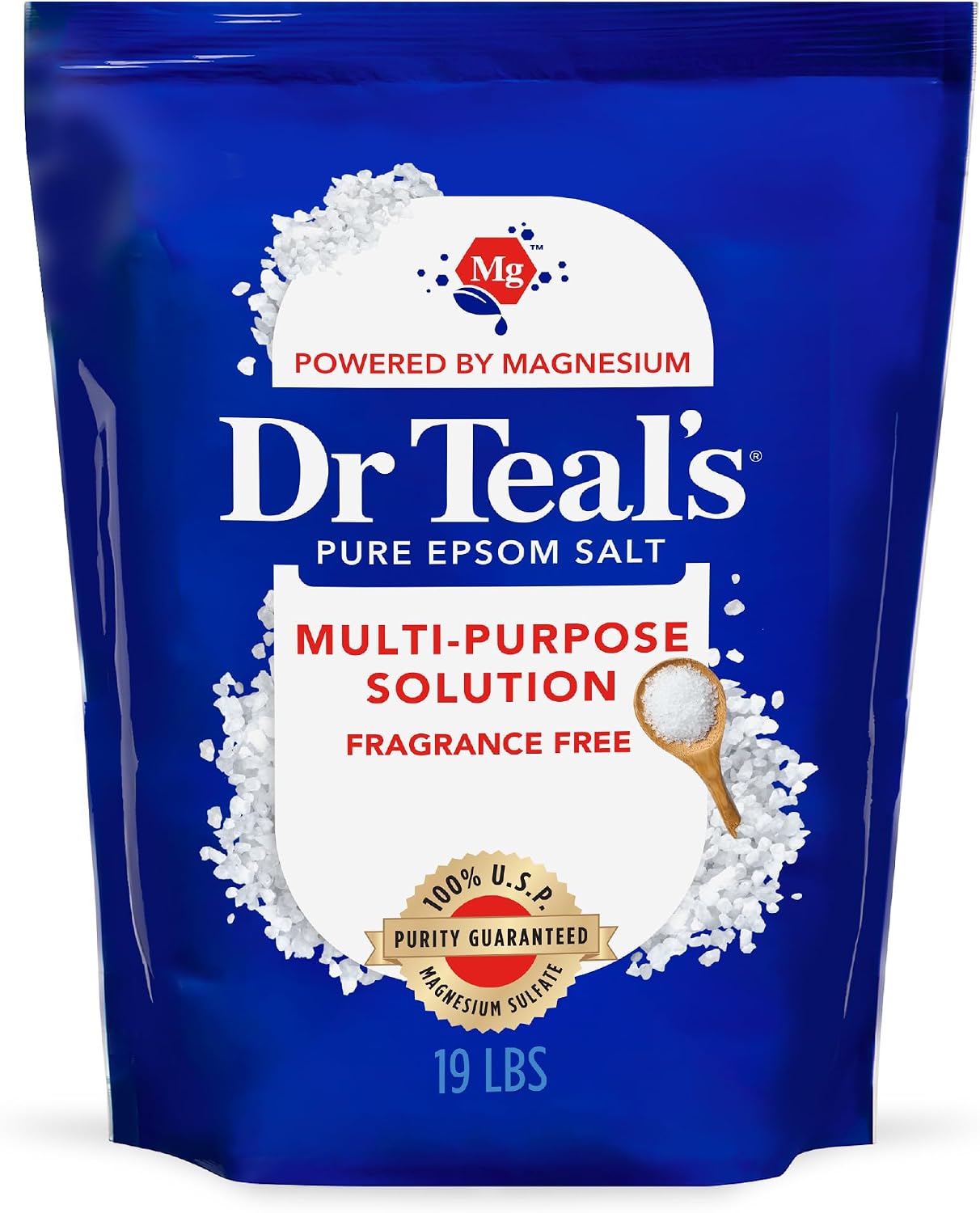 Pure Epsom Salt Multipurpose Solution, Fragrance Free, Bulk Size - 19 lbs