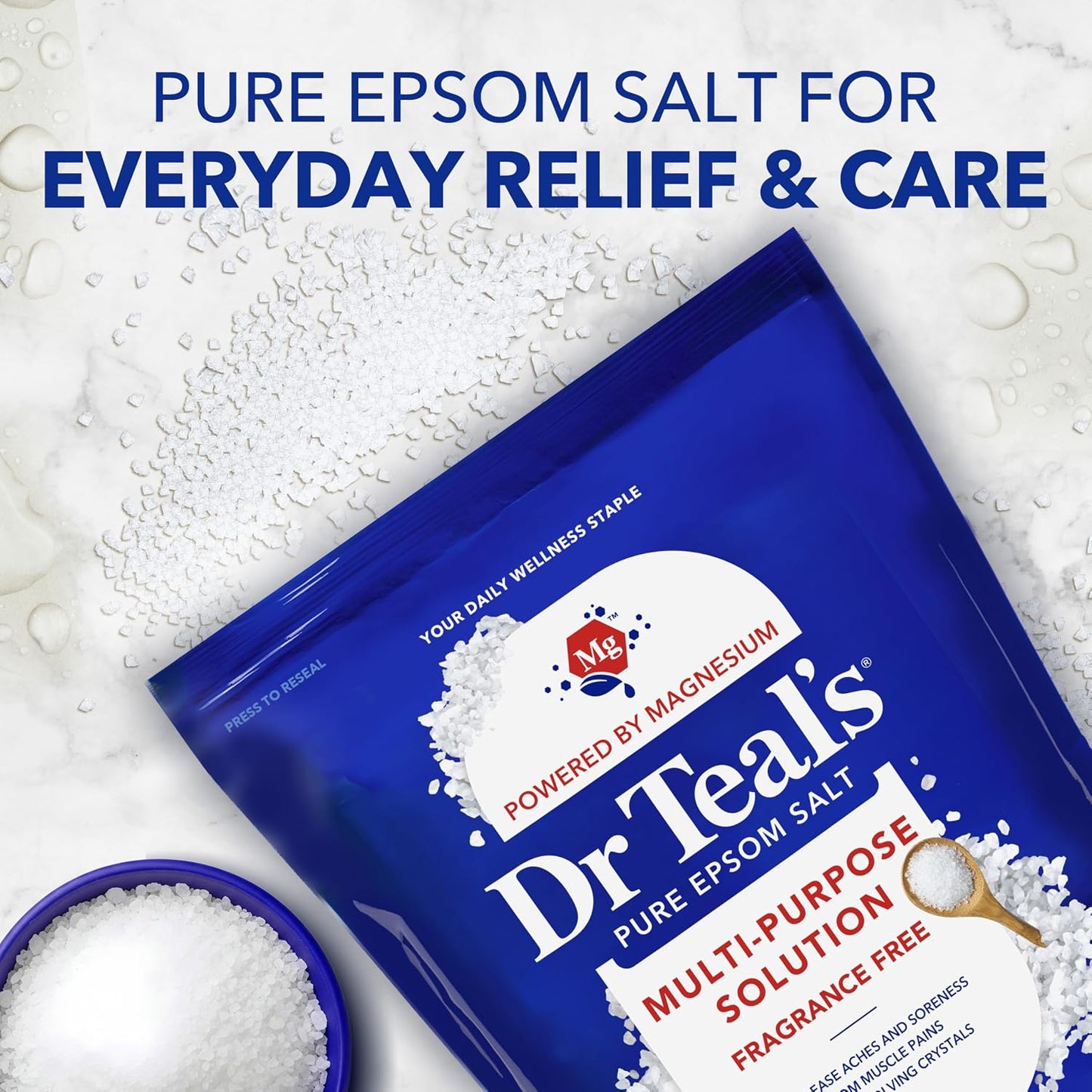 Pure Epsom Salt Multipurpose Solution, Fragrance Free, Bulk Size - 19 lbs