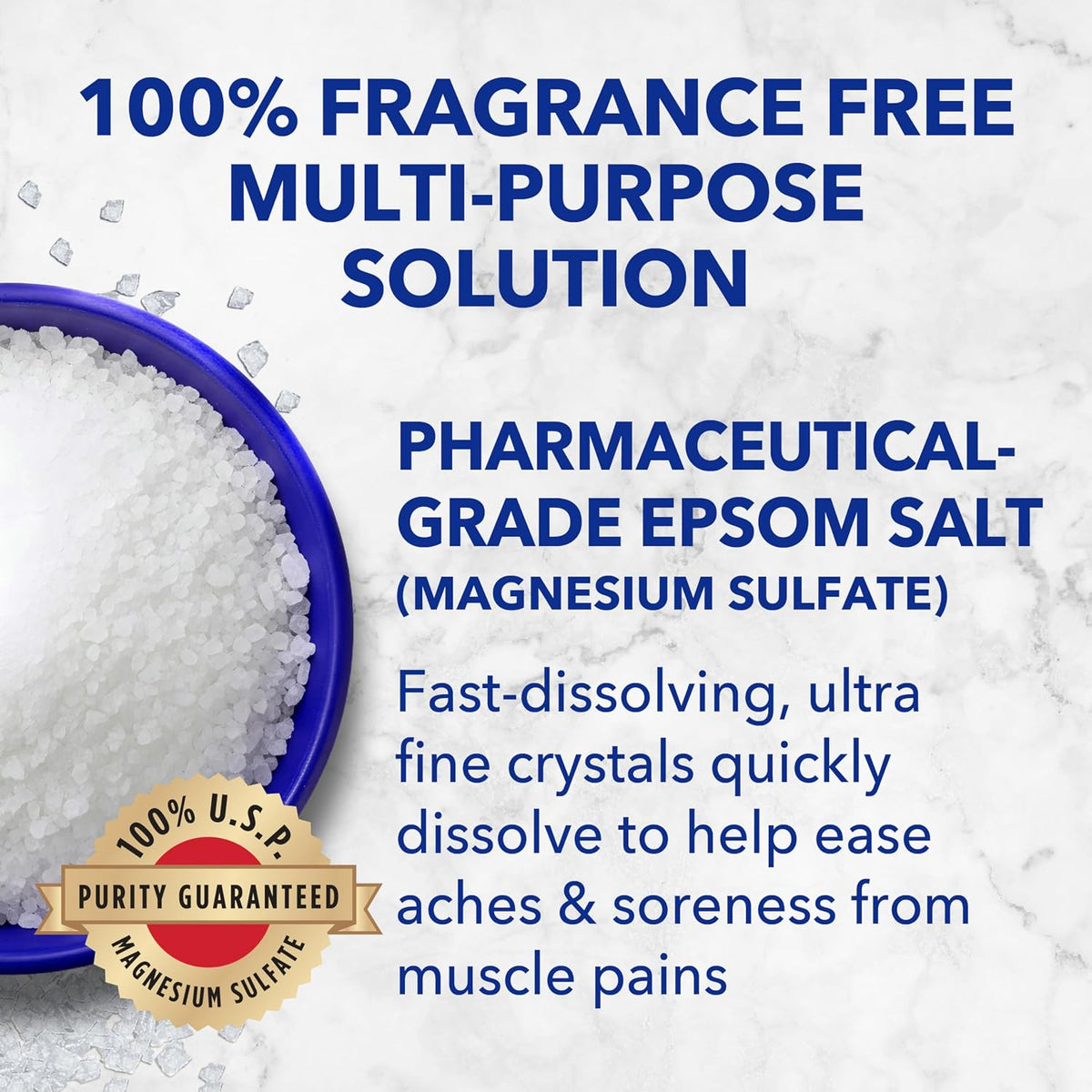 Pure Epsom Salt Multipurpose Solution, Fragrance Free, Bulk Size - 19 lbs