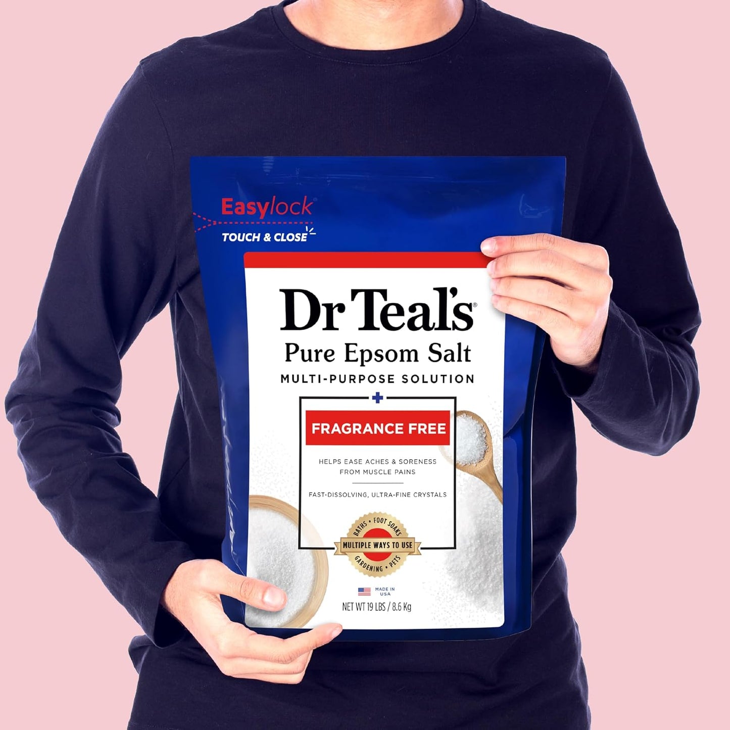 Pure Epsom Salt Multipurpose Solution, Fragrance Free, Bulk Size - 19 lbs