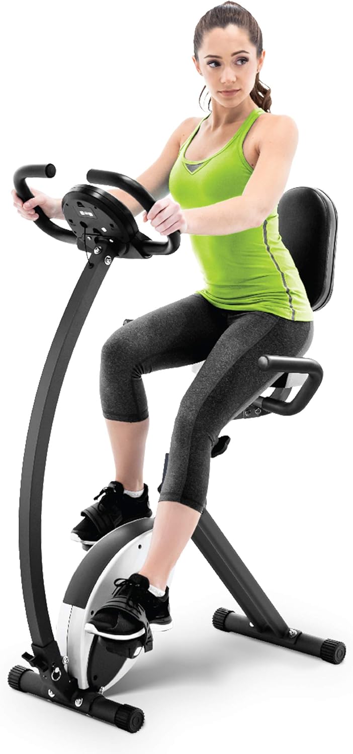 Foldable Upright Exercise Bike with Adjustable Resistance for Cardio Workout & Strength Training - Multiple Styles Available