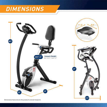 Foldable Upright Exercise Bike with Adjustable Resistance for Cardio Workout & Strength Training - Multiple Styles Available