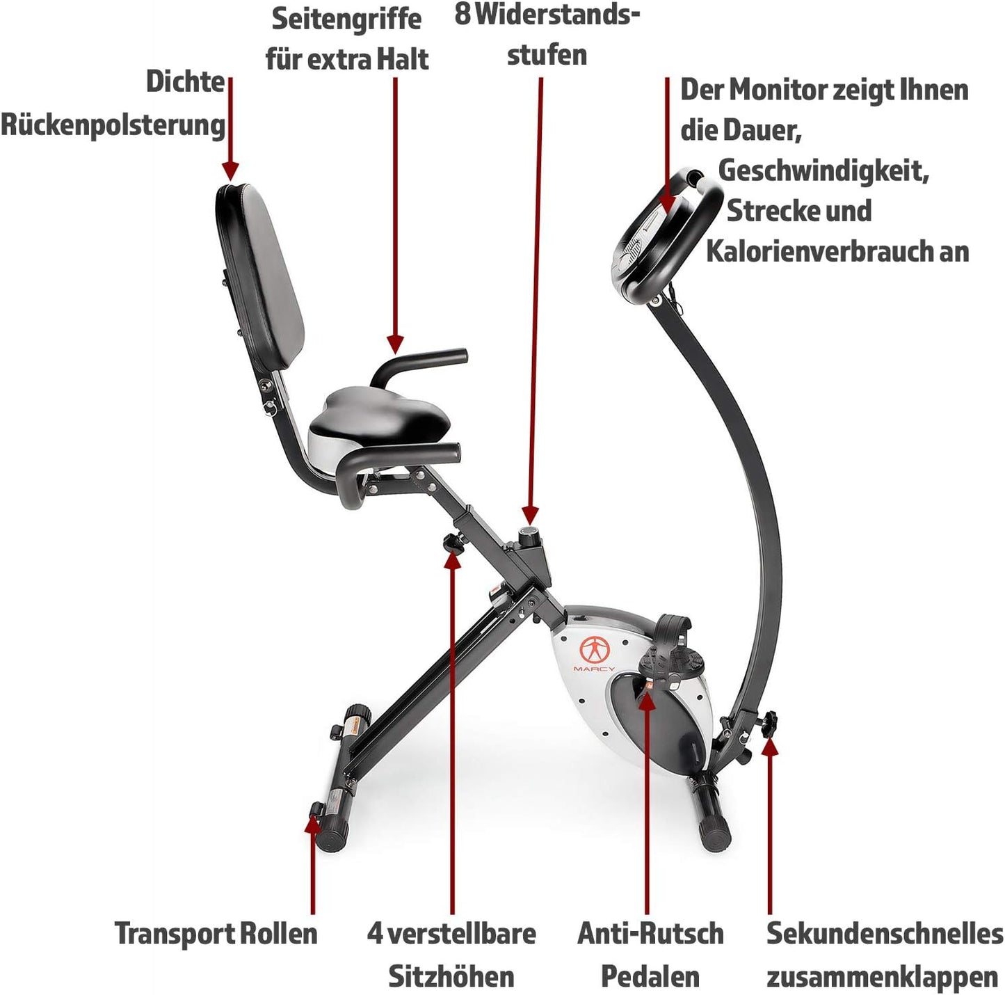 Foldable Upright Exercise Bike with Adjustable Resistance for Cardio Workout & Strength Training - Multiple Styles Available