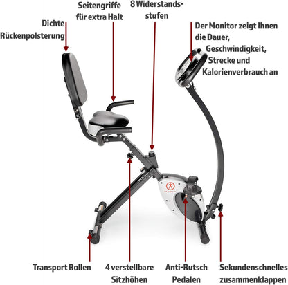 Foldable Upright Exercise Bike with Adjustable Resistance for Cardio Workout & Strength Training - Multiple Styles Available