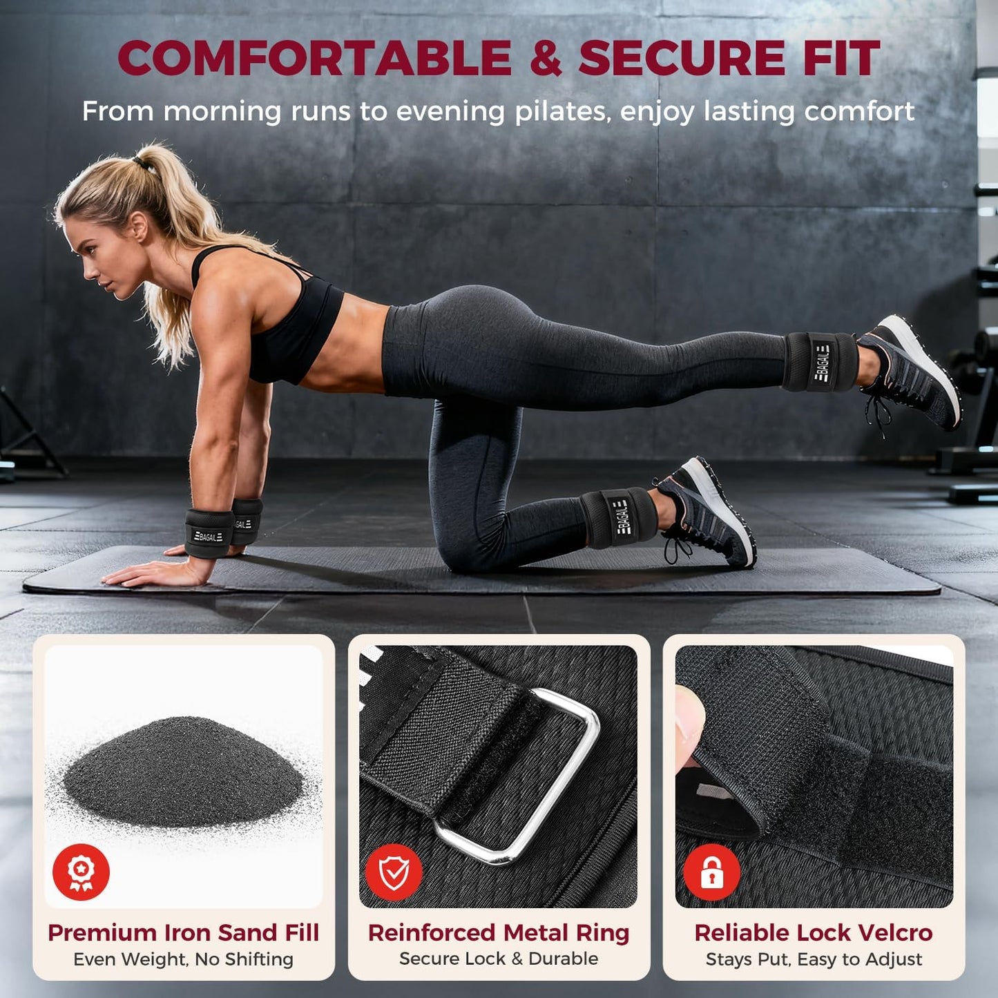 Ankle Wrist Weights for Women & Men, Set of 2 (Available in 0.5/1/2/3/4/5 lb Each), Wearable Leg Arm Weights with Sleek Design & Secure Fit for Walking, Running, Pilates, Home Fitness