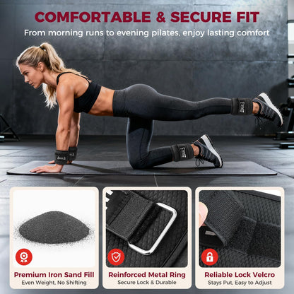 Ankle Wrist Weights for Women & Men, Set of 2 (Available in 0.5/1/2/3/4/5 lb Each), Wearable Leg Arm Weights with Sleek Design & Secure Fit for Walking, Running, Pilates, Home Fitness