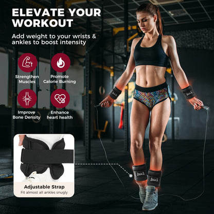 Ankle Wrist Weights for Women & Men, Set of 2 (Available in 0.5/1/2/3/4/5 lb Each), Wearable Leg Arm Weights with Sleek Design & Secure Fit for Walking, Running, Pilates, Home Fitness