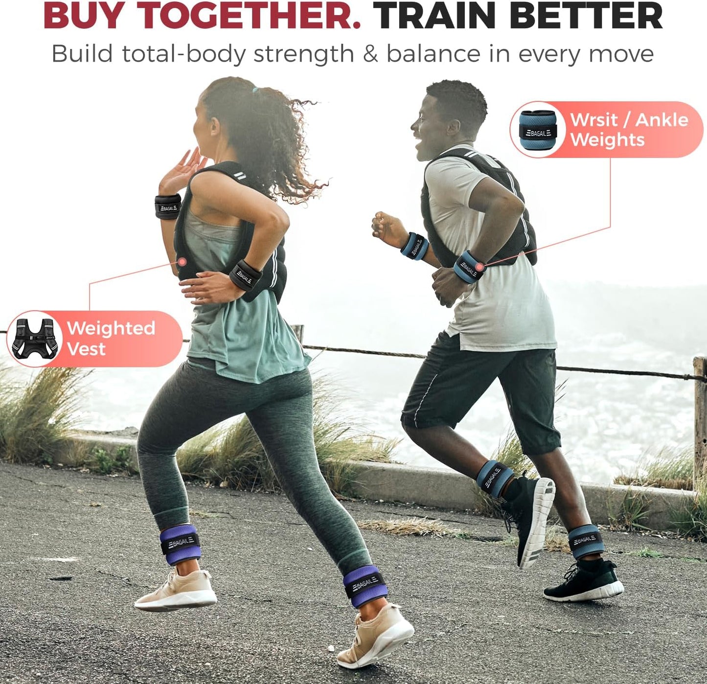 Ankle Wrist Weights for Women & Men, Set of 2 (Available in 0.5/1/2/3/4/5 lb Each), Wearable Leg Arm Weights with Sleek Design & Secure Fit for Walking, Running, Pilates, Home Fitness