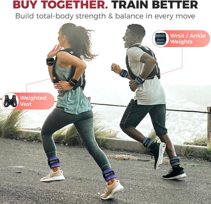 Ankle Wrist Weights for Women & Men, Set of 2 (Available in 0.5/1/2/3/4/5 lb Each), Wearable Leg Arm Weights with Sleek Design & Secure Fit for Walking, Running, Pilates, Home Fitness